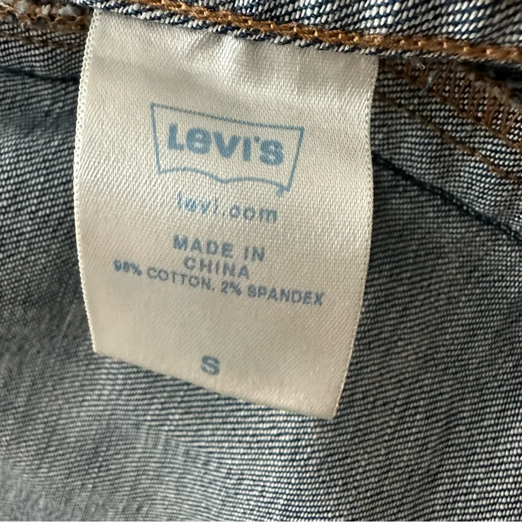 Levi’s Distressed Grunge Orange Tab Fitted Jean Jacket Size S - Image 5