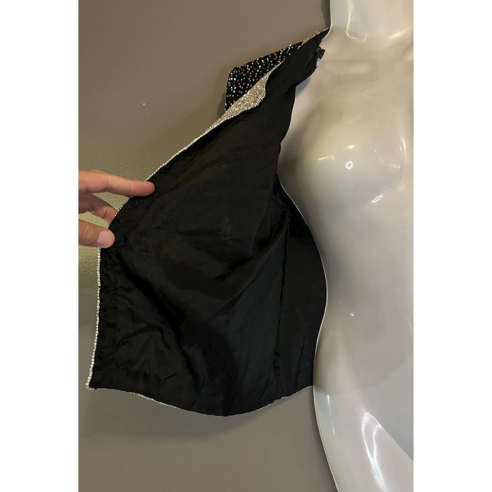 Stenay Petite Jacket Womens Petite Large Black Silver Beaded Silk Evening Party Size undefined - Image 7