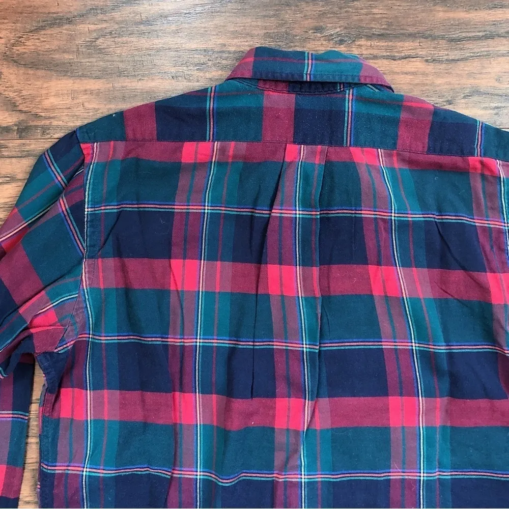 vintage • 90s plaid buttondown shirt Polo Ralph Lauren green red navy holiday - Image 6