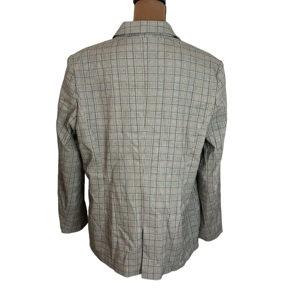 89th + Madison grey and tan double breasted Glen plaid blazer size XL Gray - Image 2