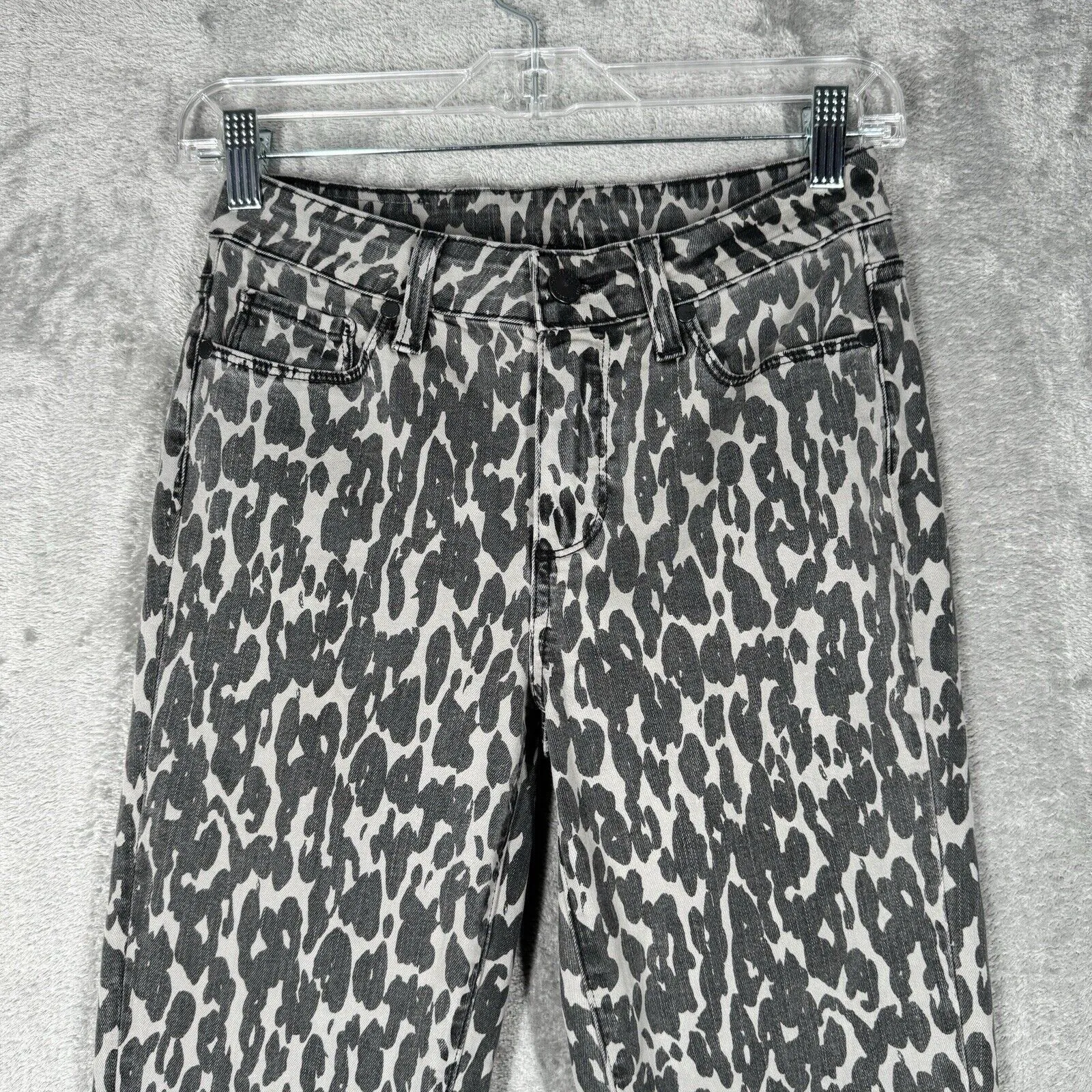 Rosie HW x Paige Jeans Women 2 26‎ Gray Leopard Print Poppy Slim Crop Flare Edgy - Image 4