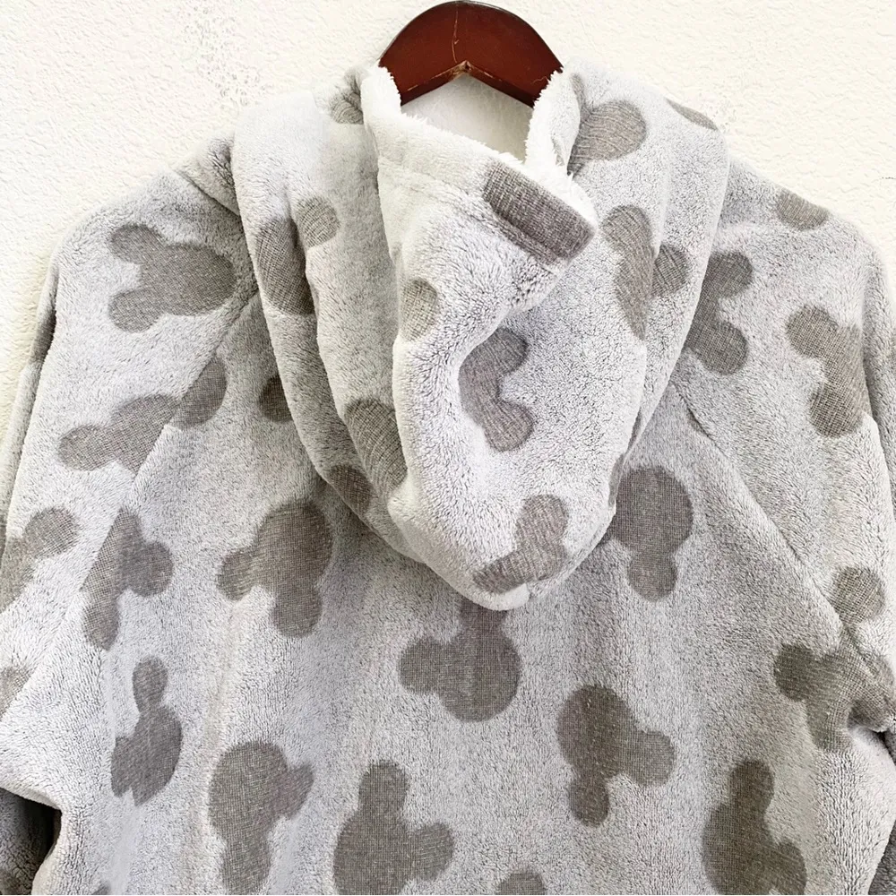DISNEY Mickey Mouse Gray Fleece Lounge Hoodie Sleepwear Size L - Image 7