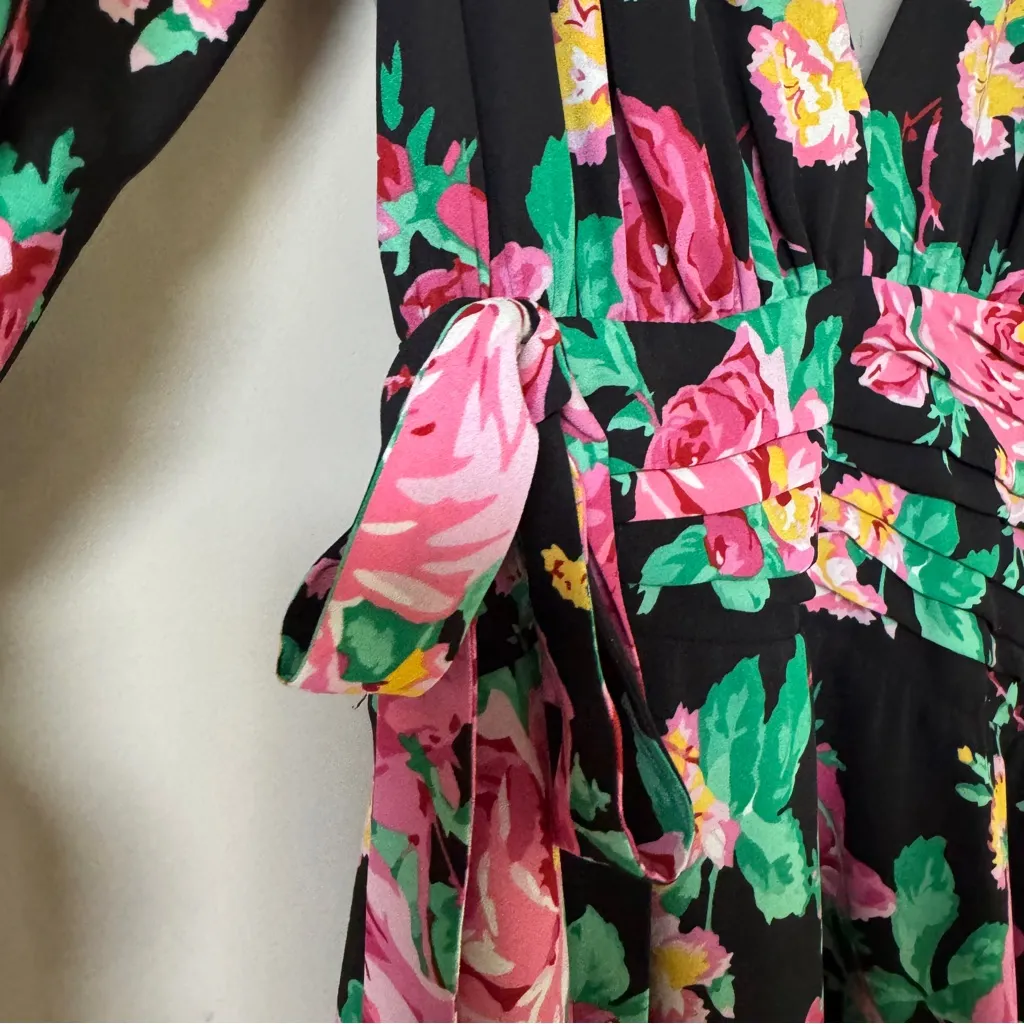 For Love & Lemons “June” Dark Floral long Sleeve Open Back Mini Dress sz XS - Image 9