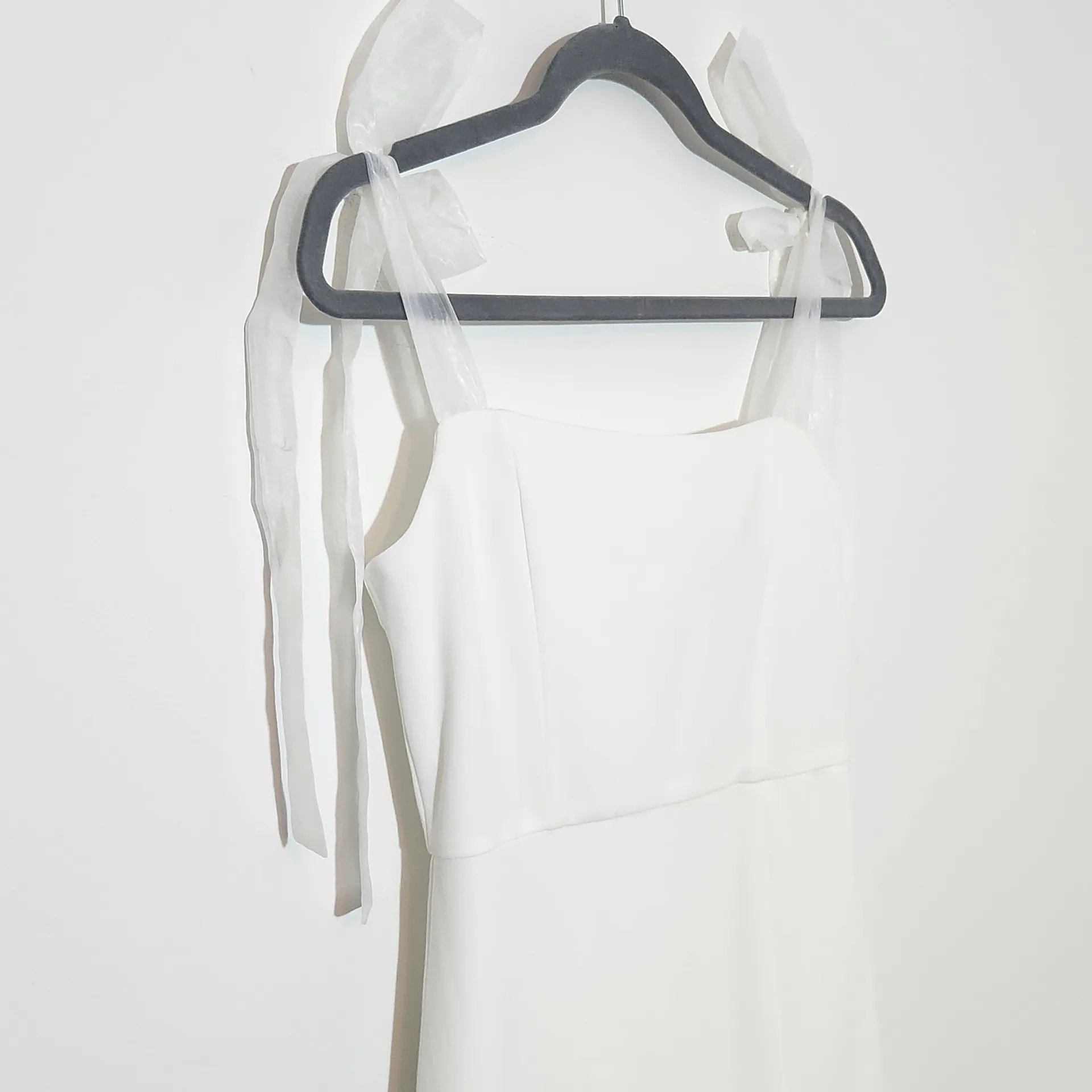 Lulus White Bodycon Midi Dress with Organza Tie Straps NWT Size XL - Image 5