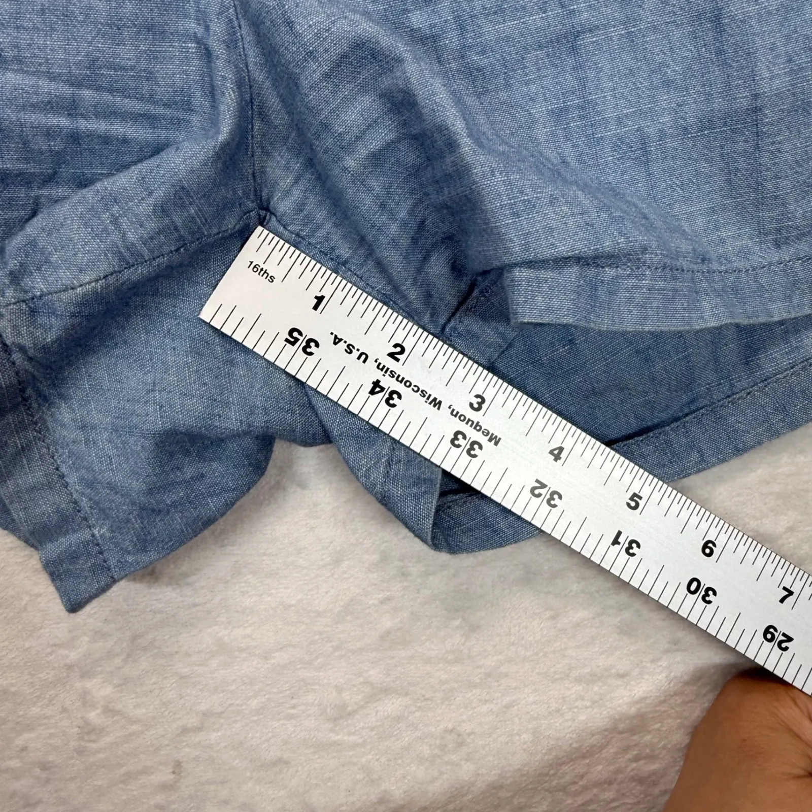 Madewell Chambray Shorts Elastic Waist Casual Summer‎ Blue XS - Image 4