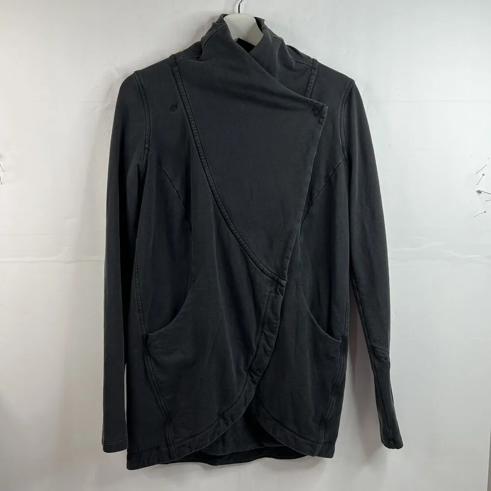 Lululemon That's A Wrap Size 6 Cardigan Sweater Faded Black Stretch French Terry - Image 5