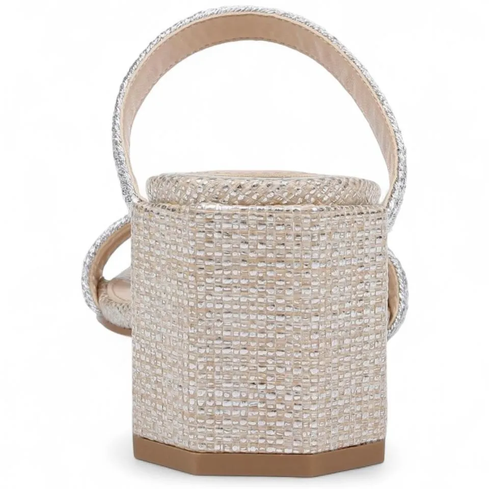 Textured‎ Metallic Block Heel Mule Tan Size 8.5 - Image 7