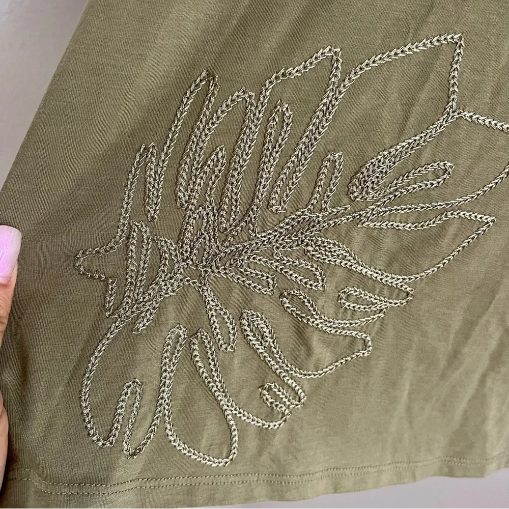 Chico’s by Chico’s Army Green Shirt Embroidered Medium - Size 1 - Image 5