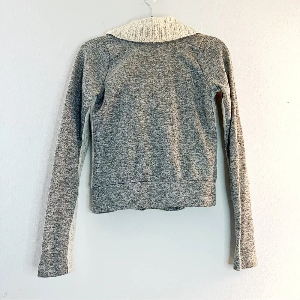 Anthropologie Sweatshirt DOLAN T-SHIRT Moto Style Zip Up Grey & Cream Sz XS EUC - Image 11