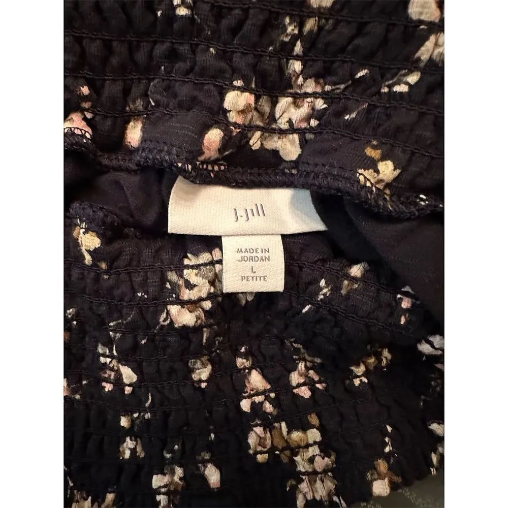 J.Jill Women's Navy Blue Floral Midi Skirt Size Large - Image 5