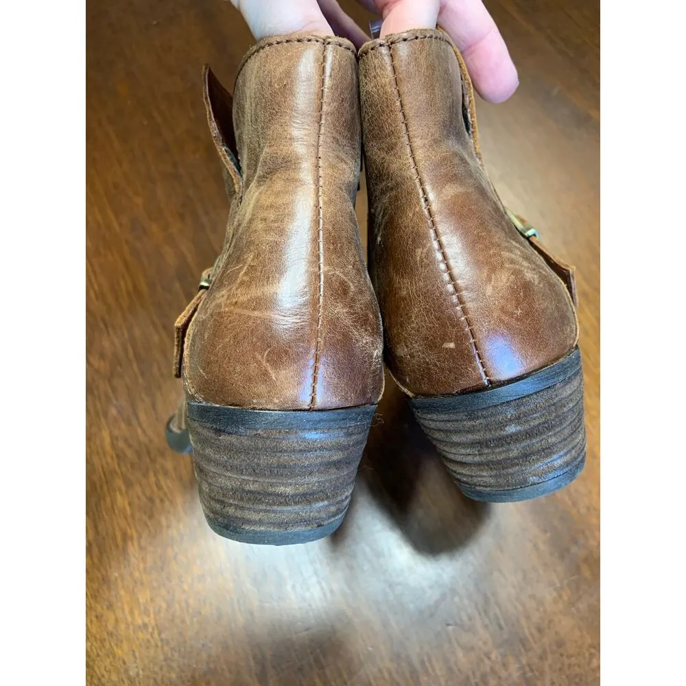 Born Brown Leather Ankle Boot Women 6 Fringe Grunge Western Cowgirl Witch Hobbit - Image 7