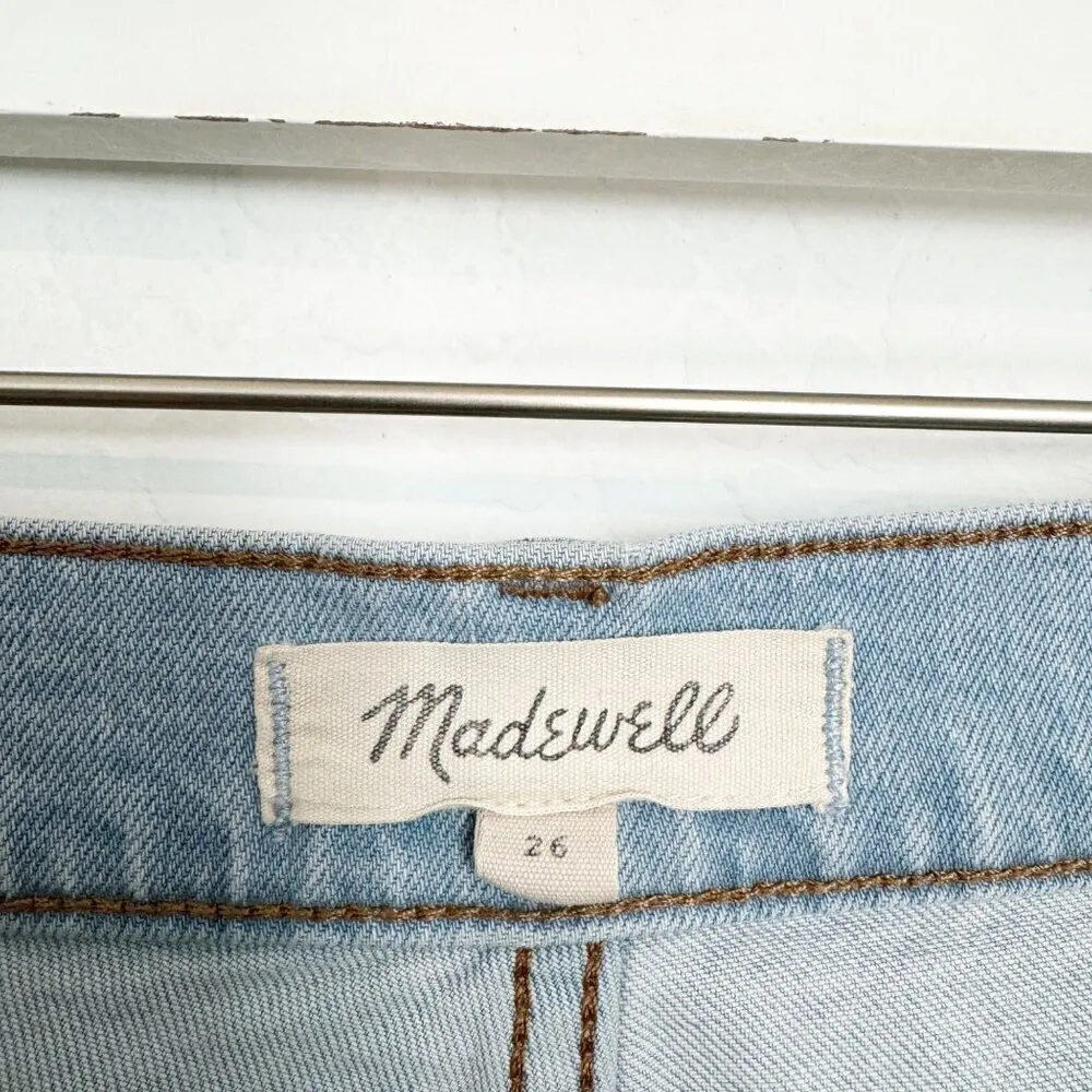 Madewell‎ High Rise Raw Hem Cuffed Light Wash Blue Jean Shorts Casual Size 26 - Image 6