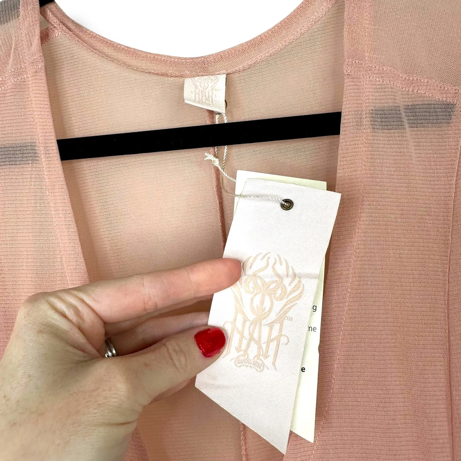 We Are HAH (Hot As Hell) Mama C Long Sleeve Copper Rose Sheer Lace Maxi Dress Pink Size M - Image 11