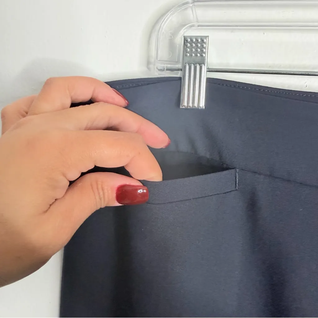 Talbots Navy Button Hem Wide Leg Crop Size 16 Workwear Career Office Work - Image 7