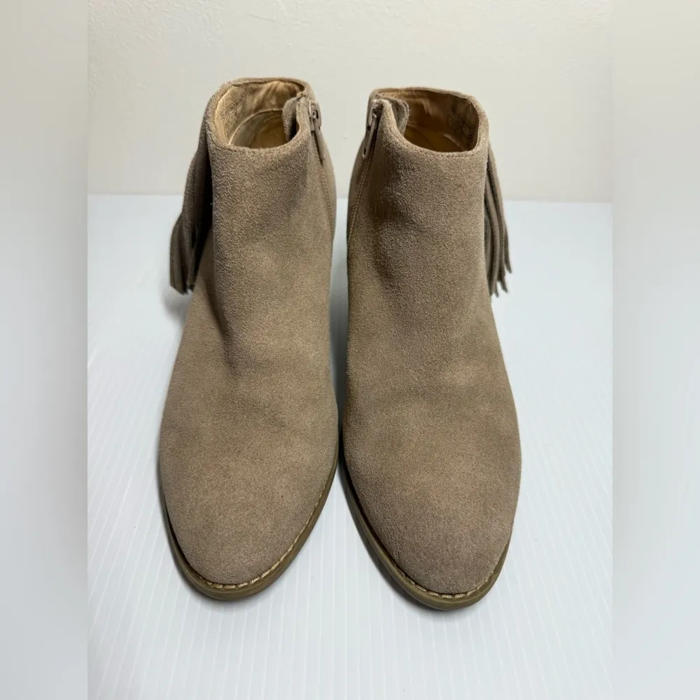 Faros Boots Womens 8 Tan Suede Studded Fringe Zip Ankle Booties Cowgirl - Image 2