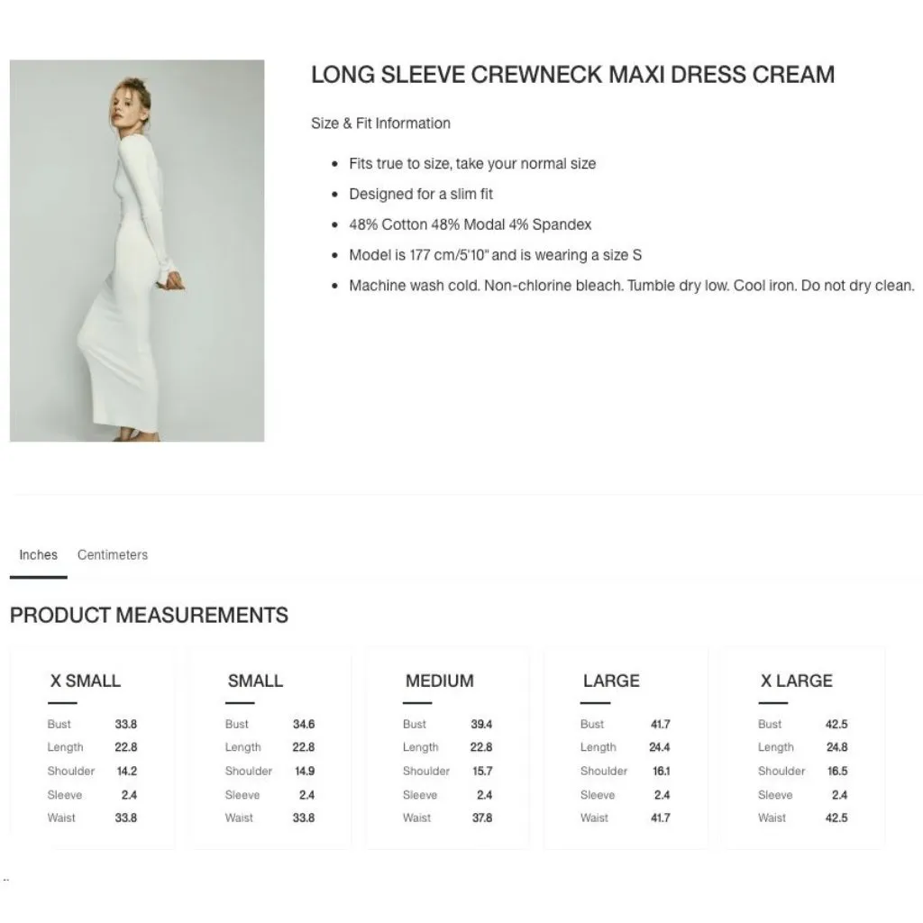 ETERNE Long Sleeve Crewneck Maxi Dress in Cream XLarge New Womens Long Column White Size XL - Image 8