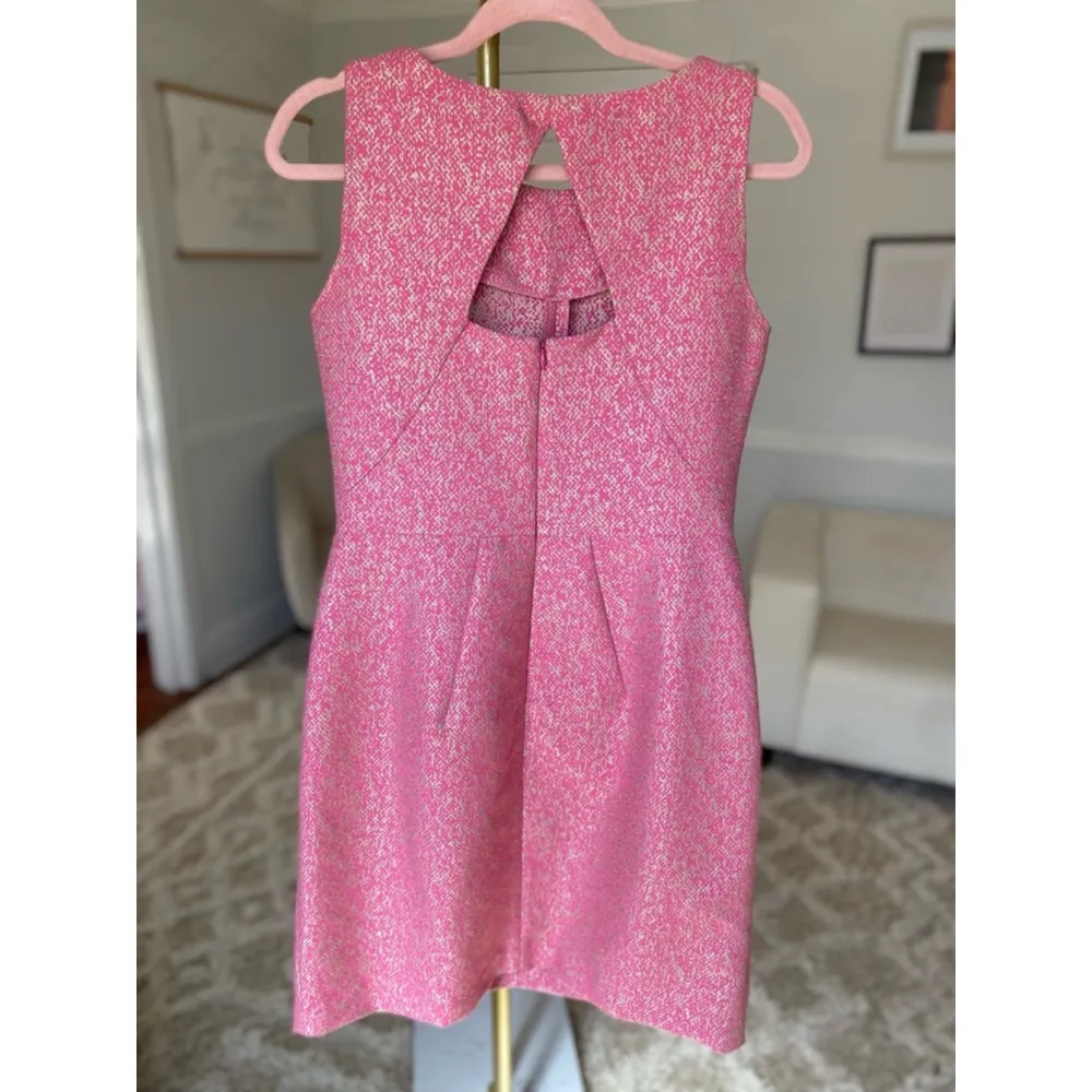 Yoana Baraschi Textured Dress Vaca Resort Preppy Brunch Summer Wedding Event Pink Size 8 - Image 3