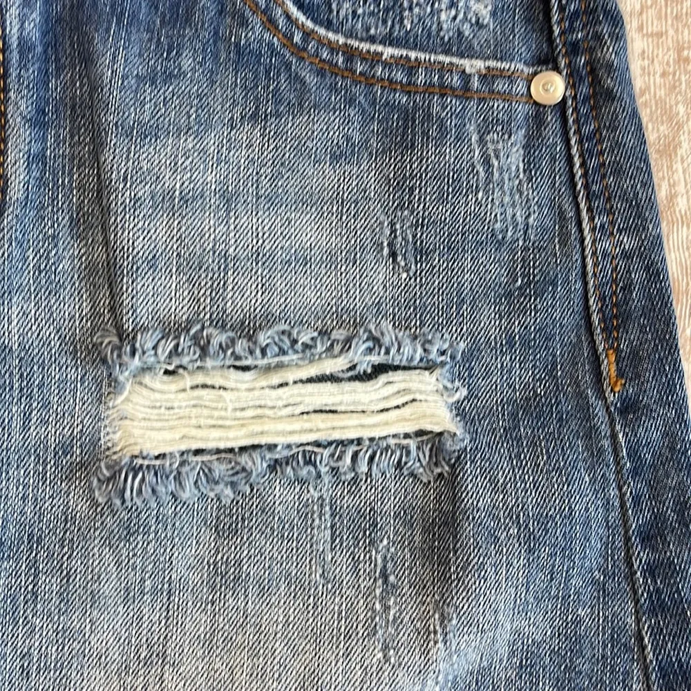 Altar’d State Distressed Button Fly Raw Hem Denim Jean Mini Skirt Size XS - Image 3