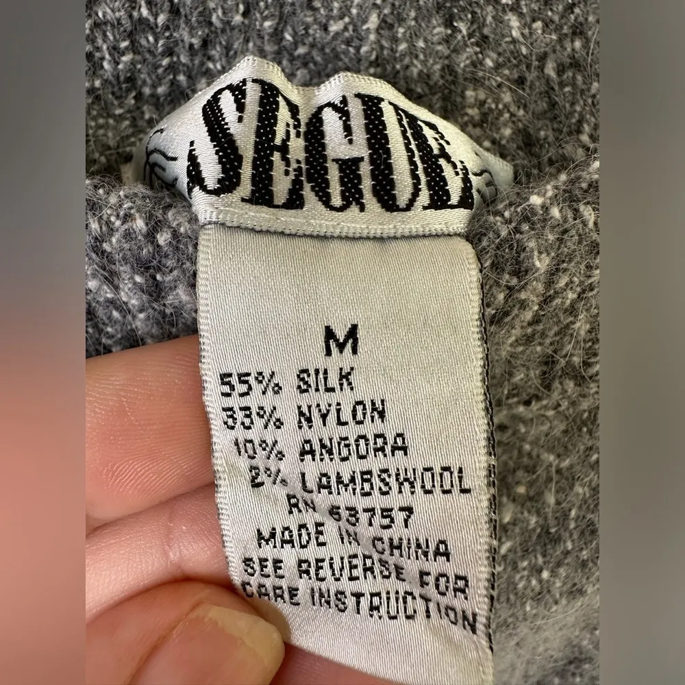 VTG Segue Skirt Womens M Silk Angora Wool Lambs Wool Knee Length Gray 80s Soft Size M - Image 3