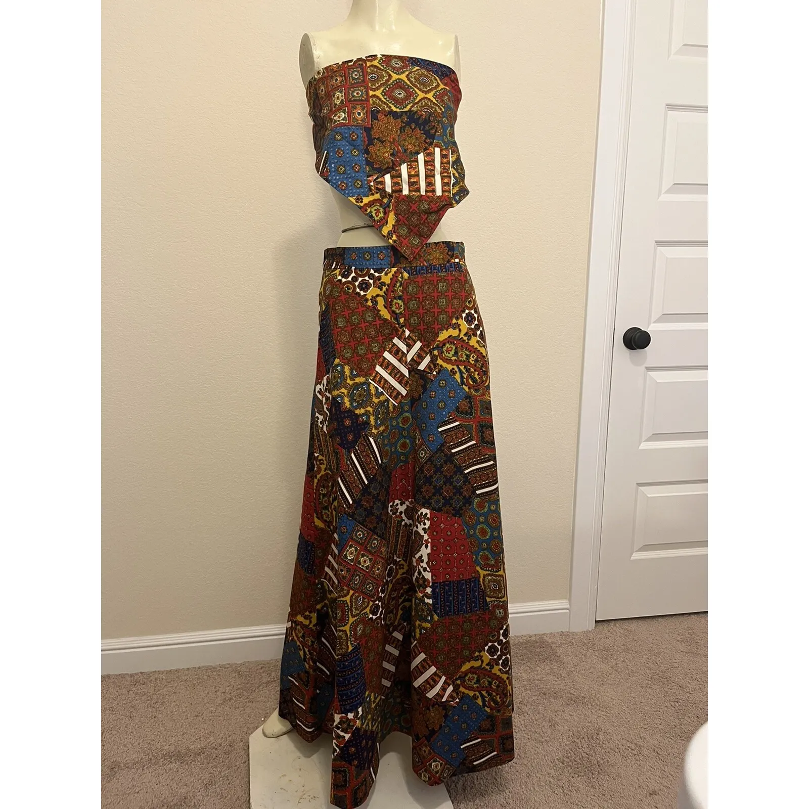 #9 Handmade Full Length Patch Work Fabric Skirt, Sz: Possible Small - Image 5