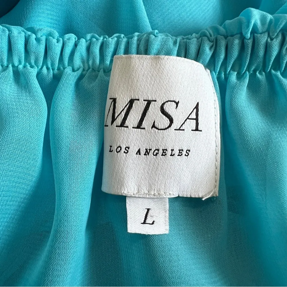 MISA Los Angeles x REVOLVE Micaela Dress Sky Blue Size Large Off Shoulder Tiered - Image 8