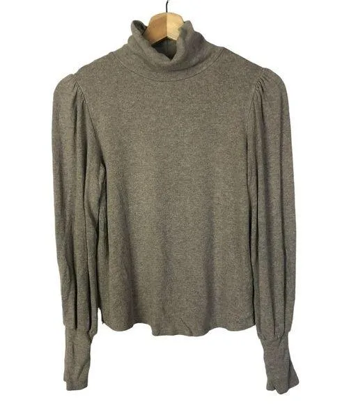 Velvet by Graham & Spencer Beige Mock Neck Balloon Sleeve Knit Sweater S Tan - Image 1