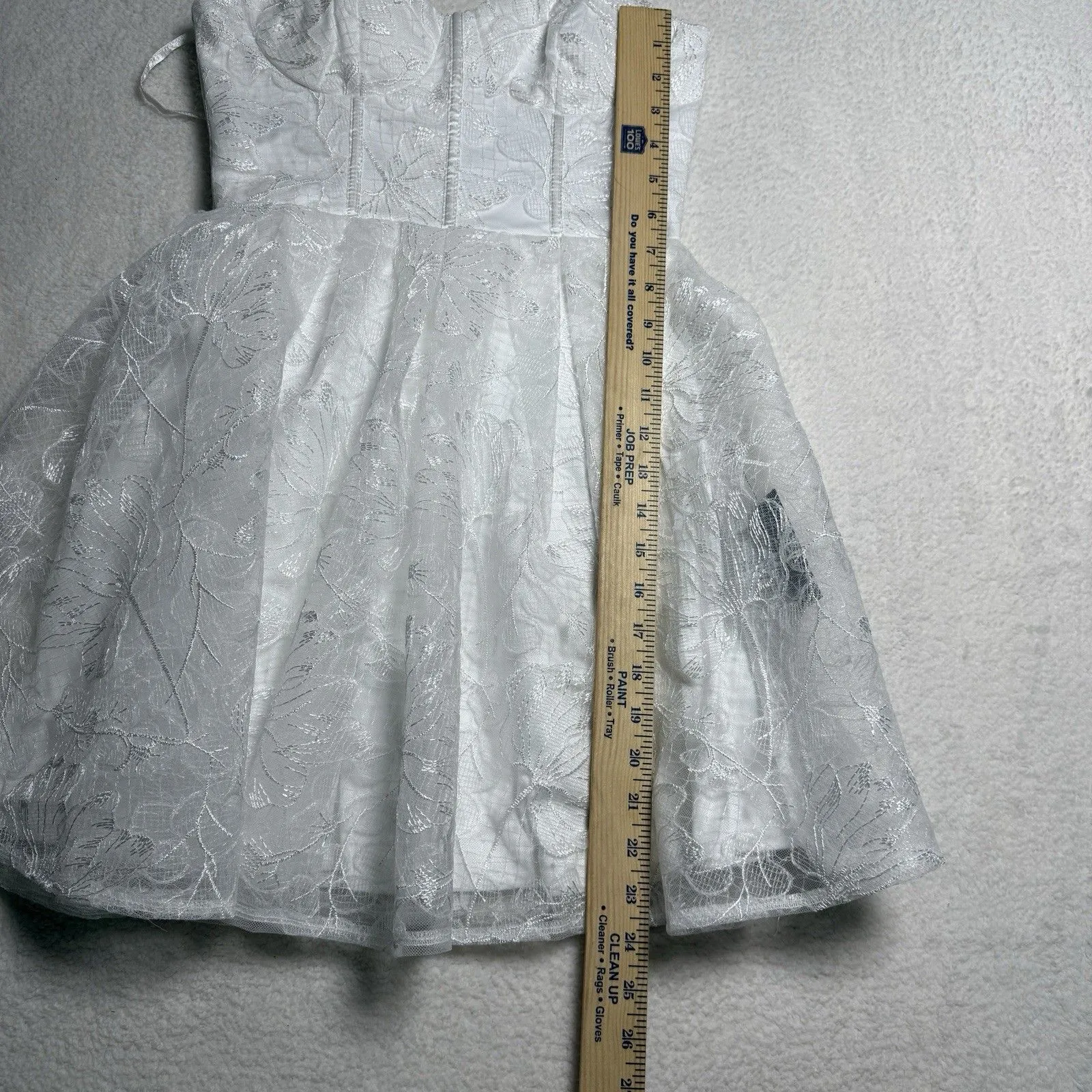 Lulus Little White Dress Size XS Embroidered Strapless Tulle Mini Bridal - Image 9