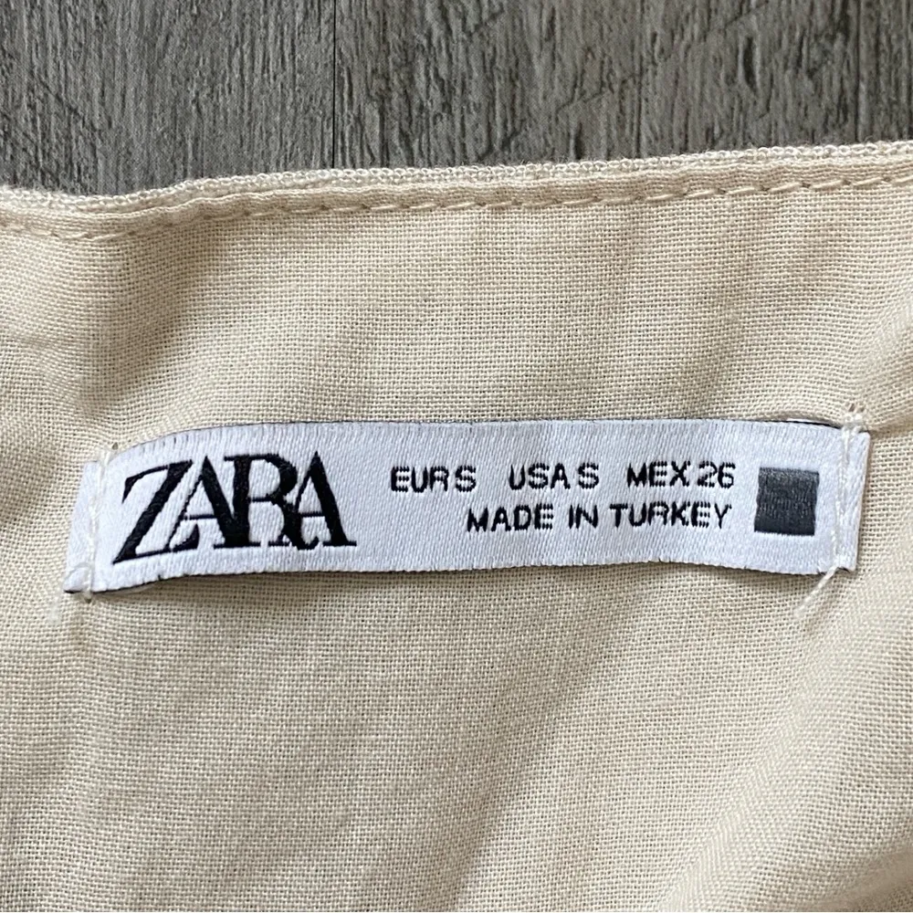 Crochet Cut Out Dress Cream Small Sundress Linen Cotton - Image 3