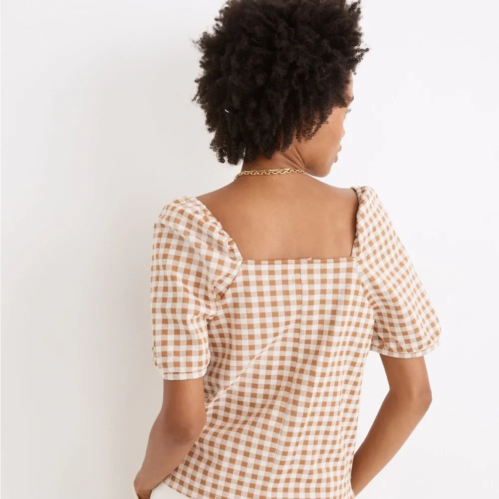 Madewell Gingham Jacquard Square-Neck Puff-Sleeve Top - Image 10