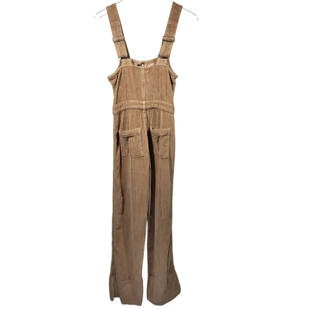 Aerie Corduroy Kick Back Flare Overalls Adjustable Straps in Cappuccino - Image 11