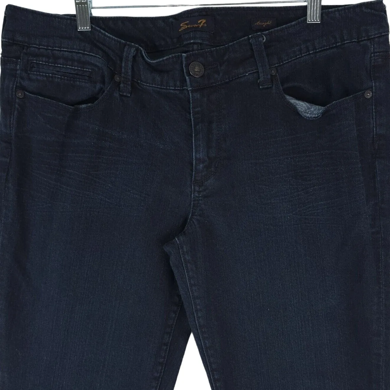 Seven7 Jeans Womens 16 (38x31.5) Dark Wash Blue Straight Leg Stretch Mid Rise - Image 3