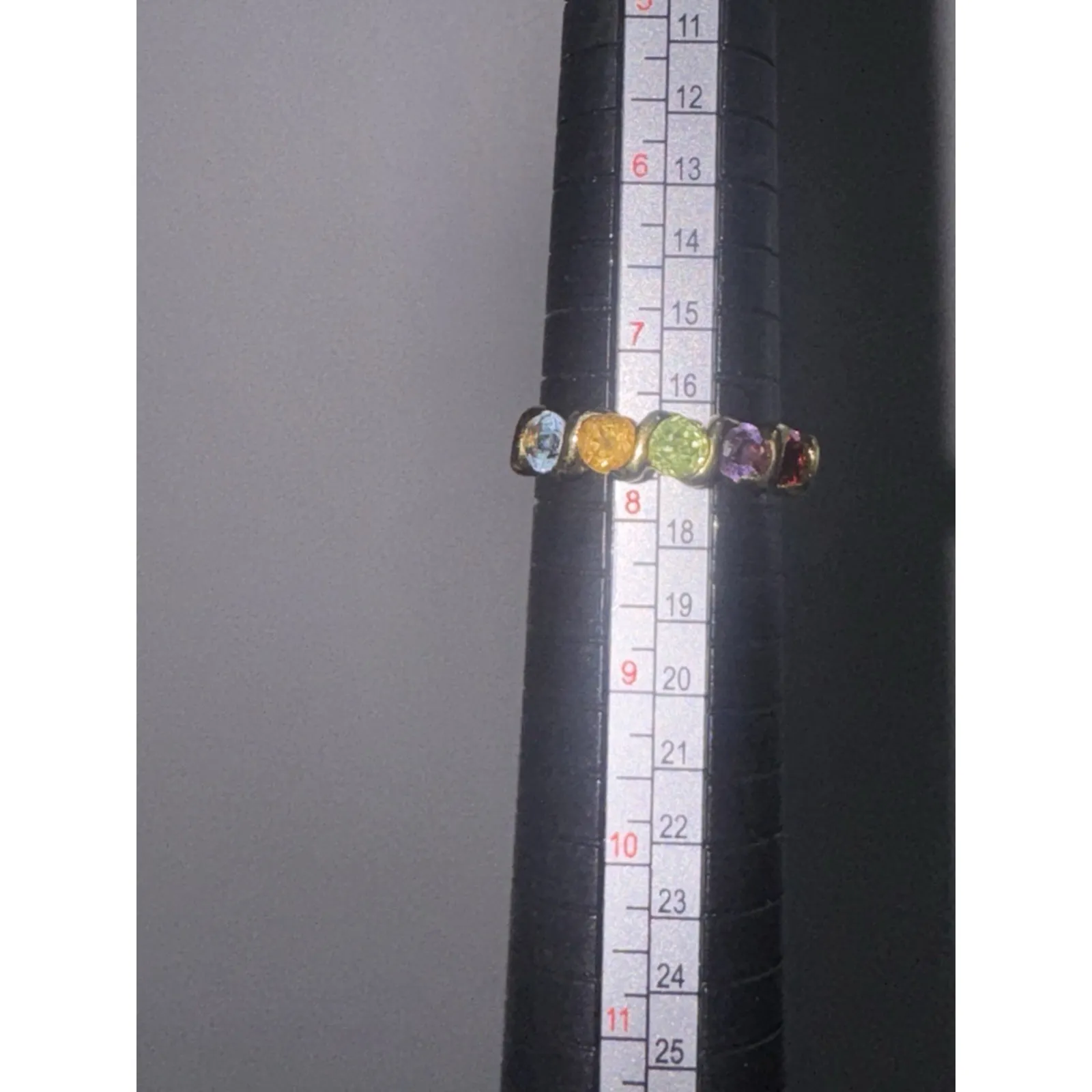 Size 8 Multicolor Multi Round Gemstone Gold Over Sterling Silver‎ 925 Band Ring - Image 9