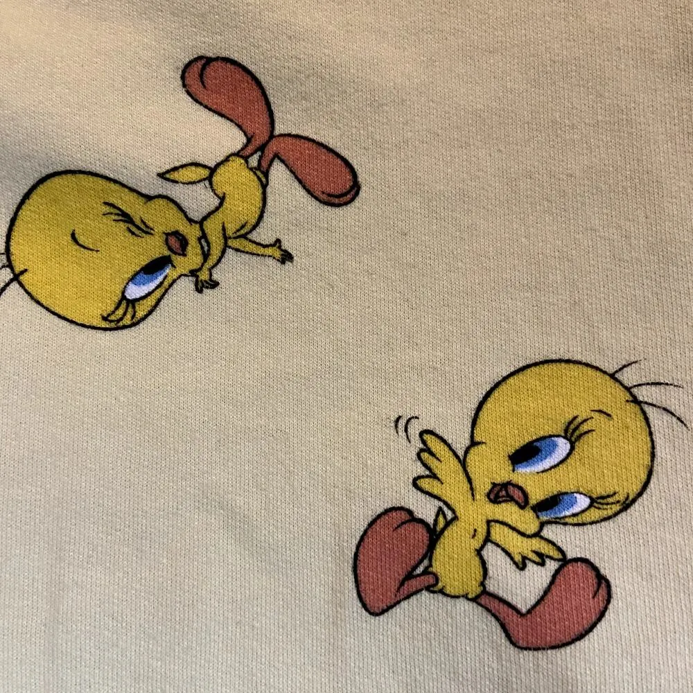 Looney Tunes Sweatshirt Pullover Crew Neck All Over Tweety Bird Yellow Large - Image 3
