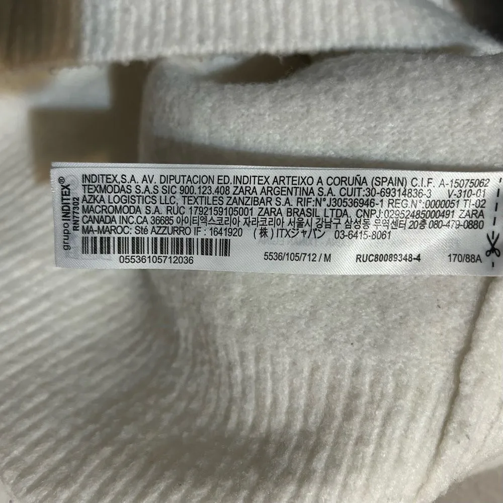 ZARA high neck wool blend neutral knit sweater women's size medium - Image 9