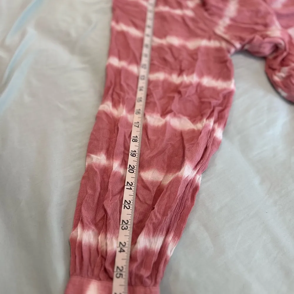 A.N.A. Women’s Lg  Pink & White Tie Dye Long Sleeve Flowy Relaxed Peasant Blouse - Image 5