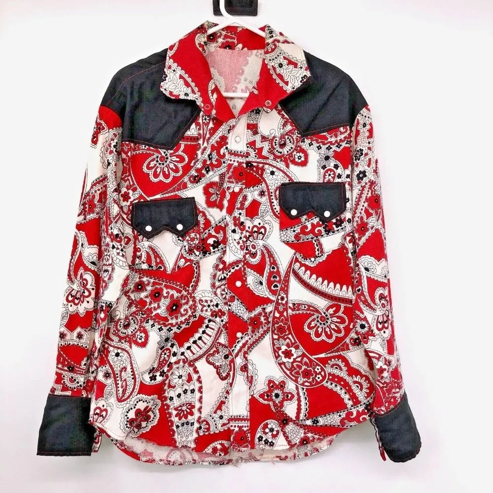 Vintage Handmade Square Dance Outfit Matching Mens Womens Used 2 Piece Red Black - Image 4