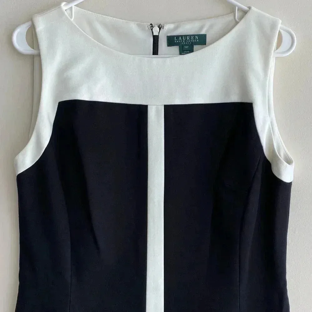 Lauren Ralph Lauren Black and White Sheath Dress, Size 14P - Image 6