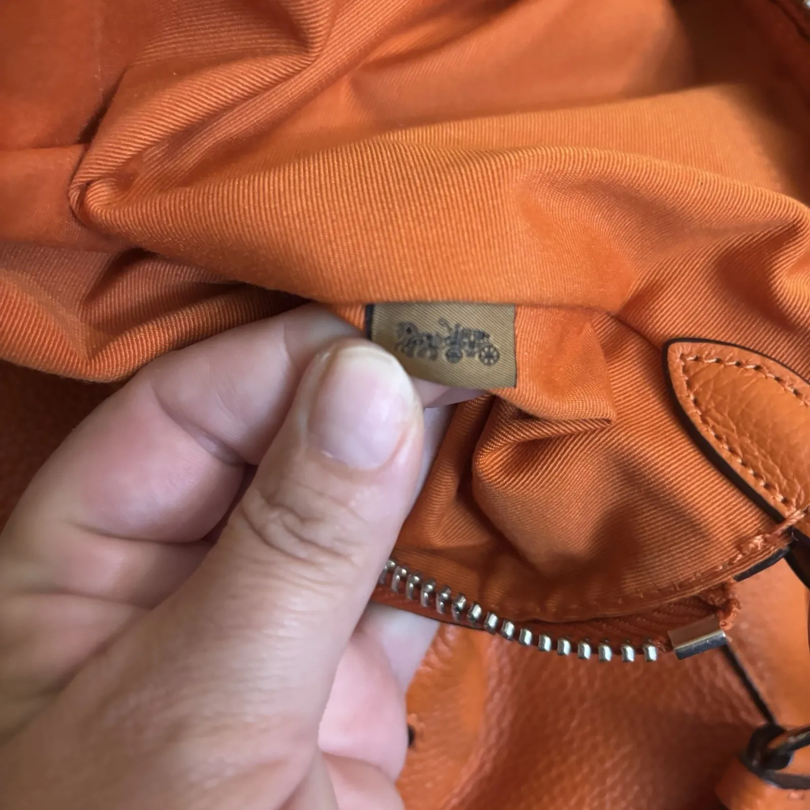 Coach Abby Duffle Tangerine Pebbled Leather Convertible Shoulder‎ Bag Purse Tote - Image 7