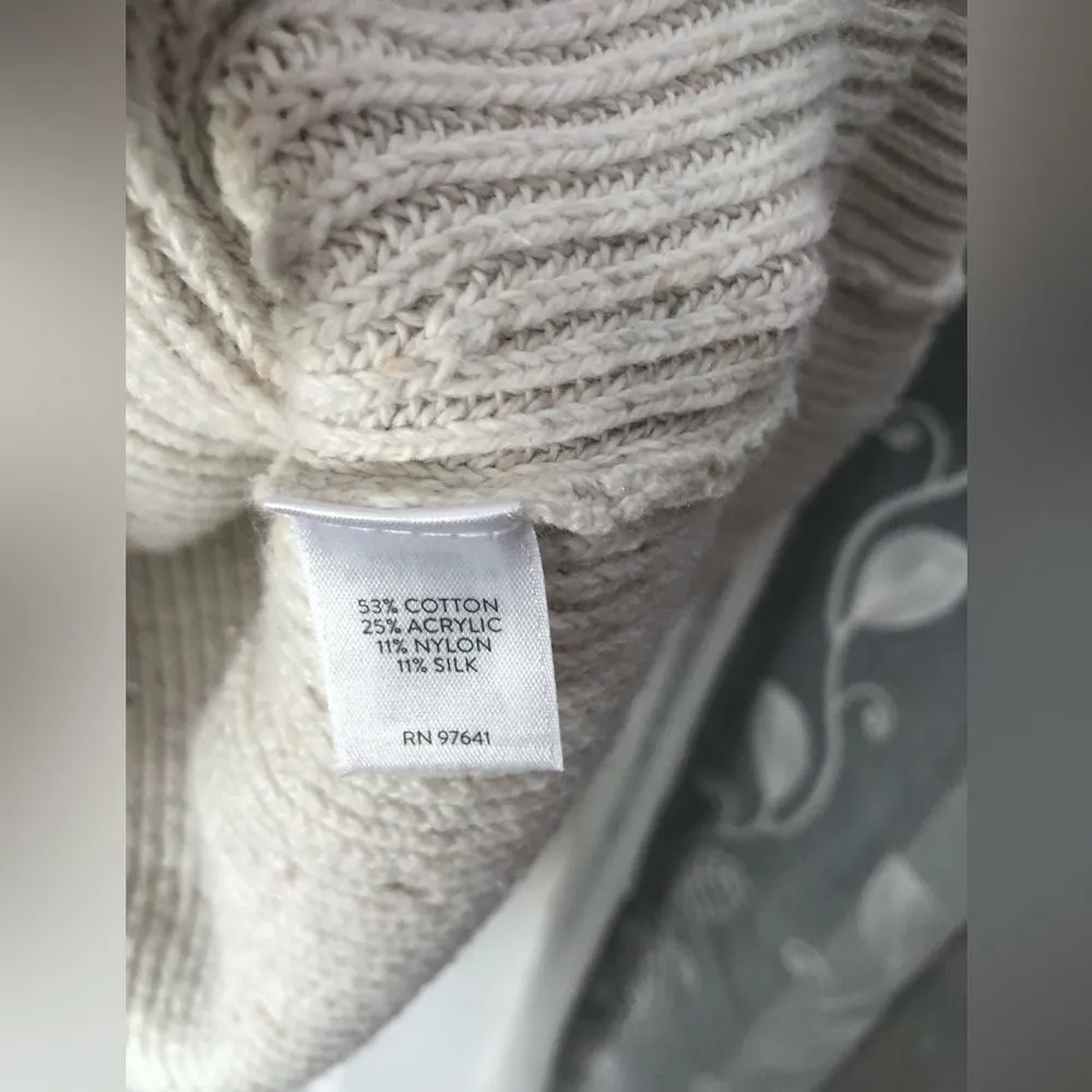 J. Jill Speckled Knit Cotton Silk blend Button Up Cardigan Sweater women size S White - Image 6