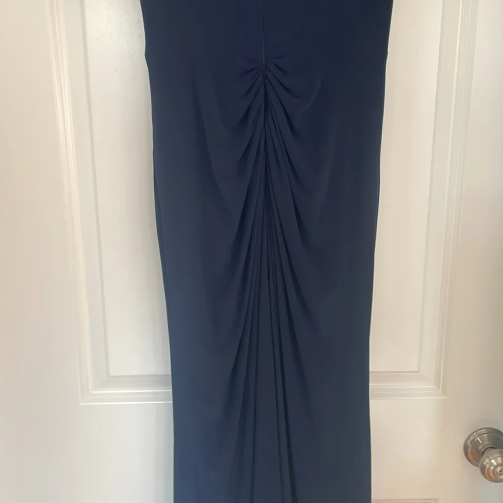 Adrianna Papell Navy Blue V Neck Short Sleeve Stretch Gown Size 4 Formal - Image 10