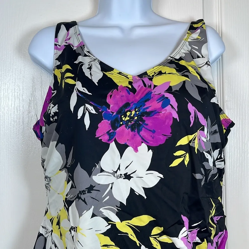 Swimsuits For All Beach Belle Black Tropical Floral Swimsuit Size 22 GUC #2518 - Image 3
