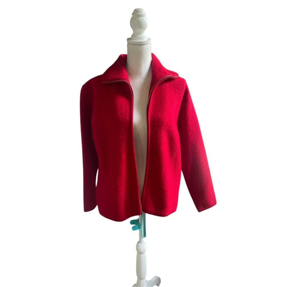 Lisa International 100% Boiled Wool Full Zip Jacket Red M Size M - Image 2