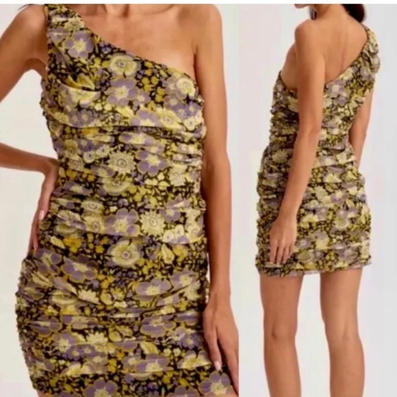 Zara floral drape, one shoulder mini dress - Image 2