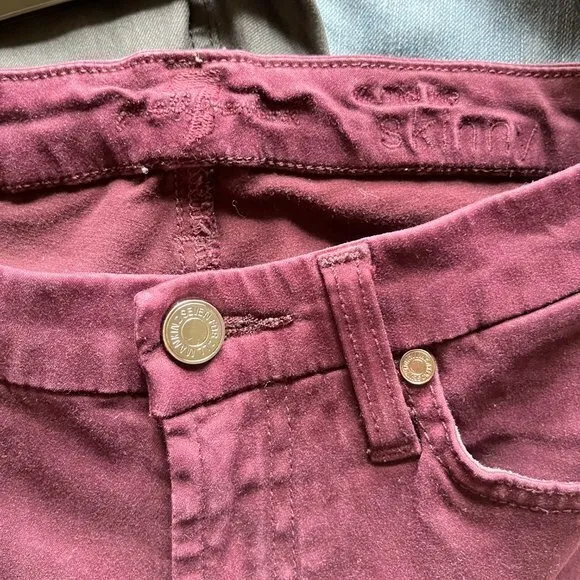 7 For‎ All Mankind Pink Au0353256a Skinny Jeans Maroon Pants Womens Size 27 - Image 6