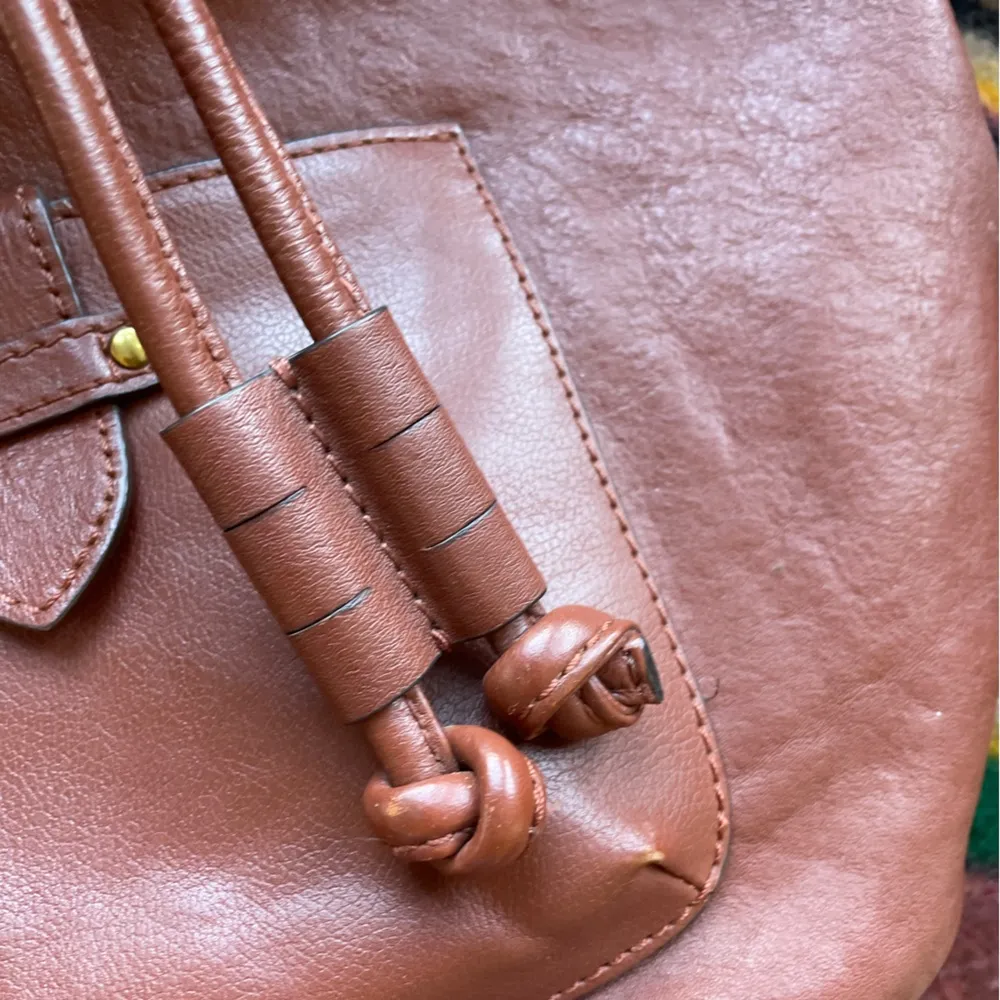 Olivia Bucket Bag Drawstring Shoulder or Crossbody in Cognac leather - Image 3
