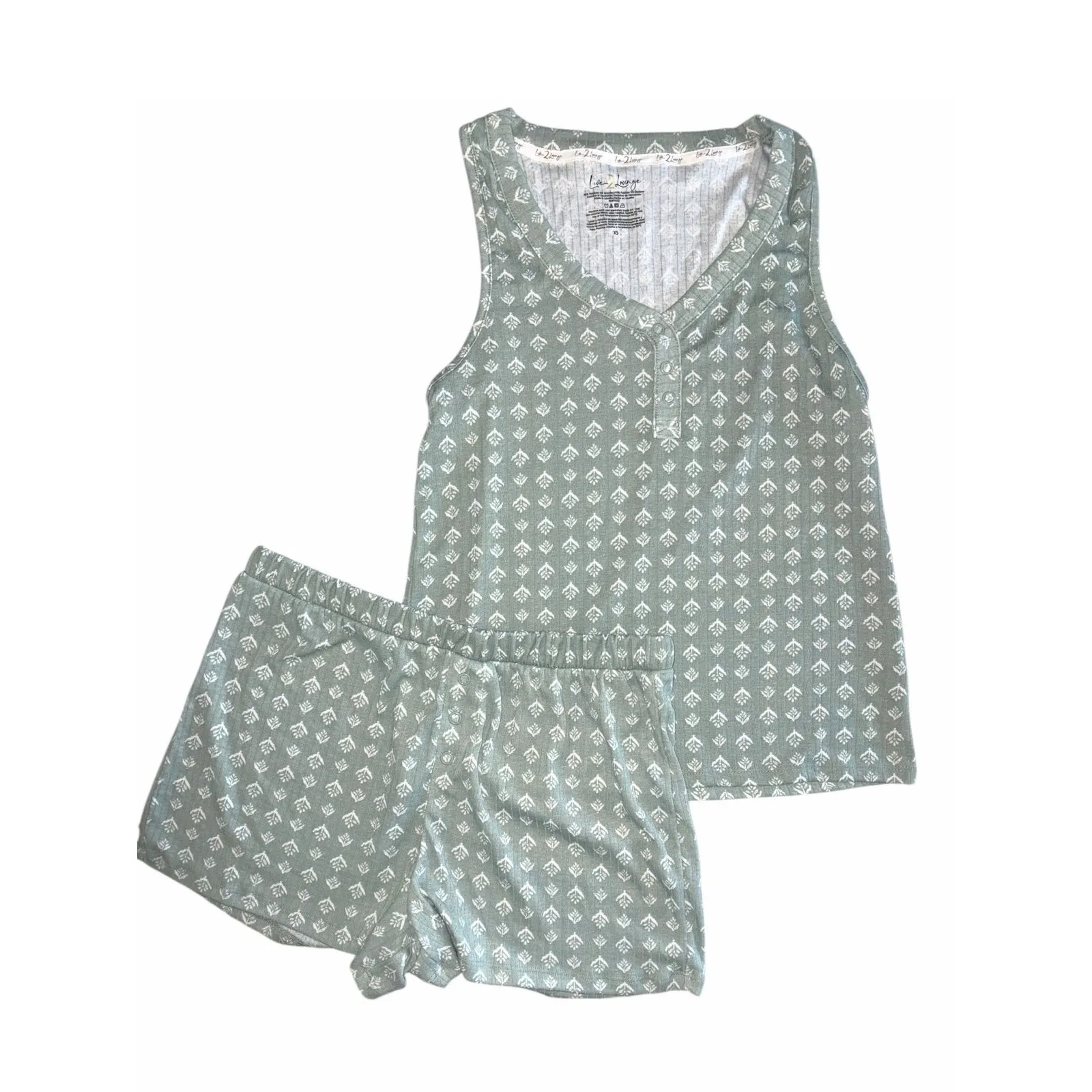 Live to Lounge PJ Sage Green Summer Set size XS NEW - Image 2