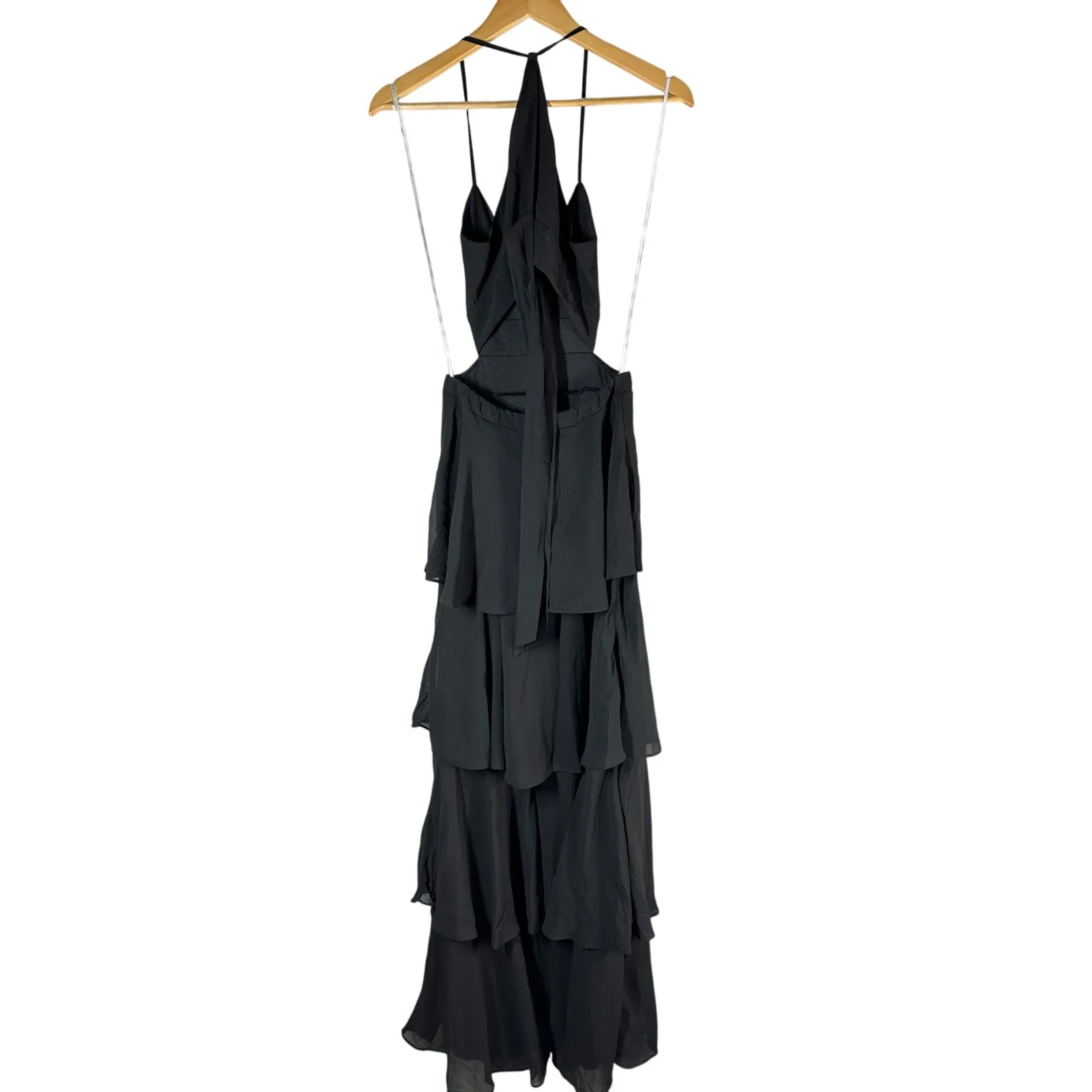 Lulus Tier and Now Black Tie-Back Tiered Maxi Dress Size Small - Image 2