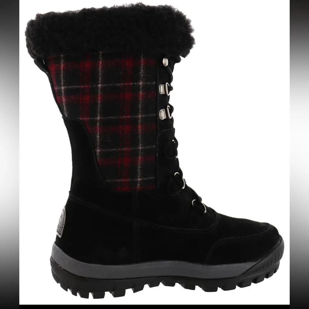 Bearpaw Women's Black and Red Plaid Winter Boots Size 9 Fleece Lined - Image 2