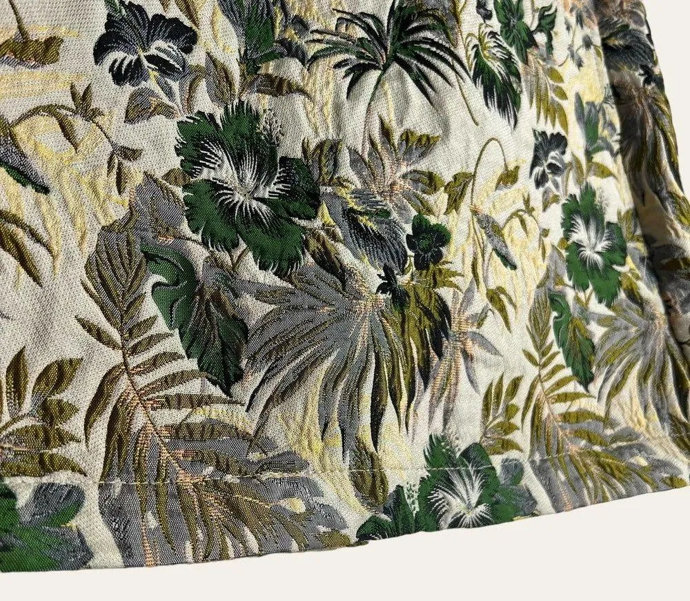 Tropical Hibiscus Leaf Print Jacquard Mini Skirt Size S - Image 4