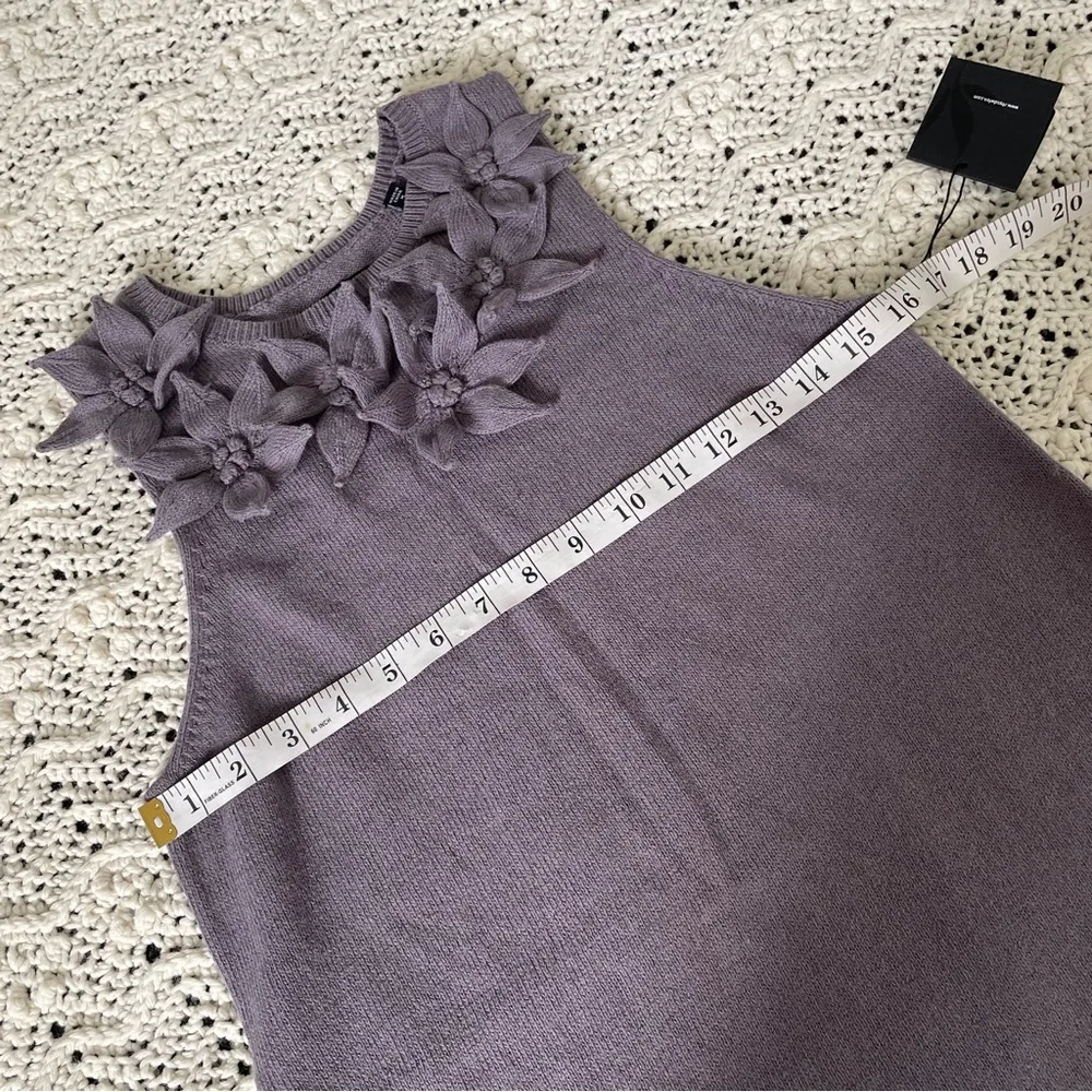 Rhys Dwfen Cotton Linen Sleeveless Sweater Knit Mini Dress Purple (NWT) (Medium) - Image 4